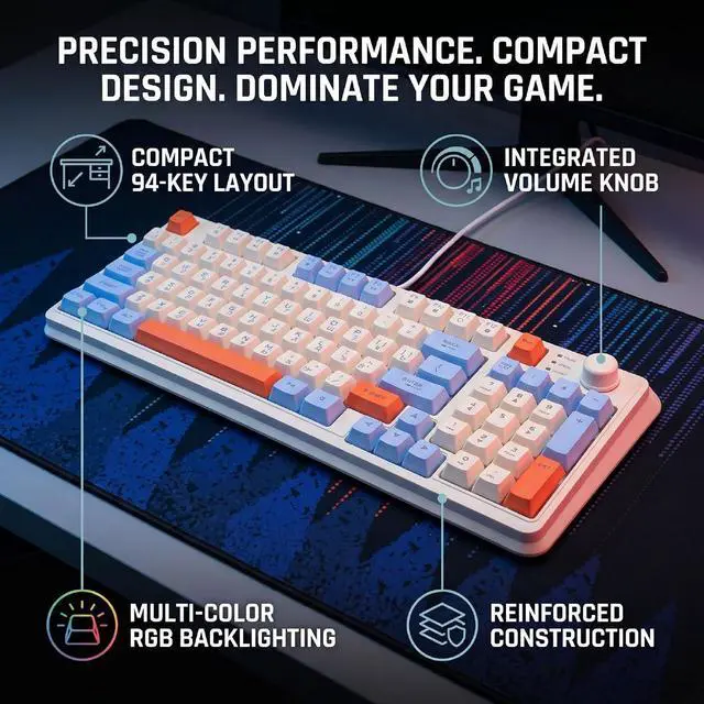 Alt view image 3 of 7 - Russian Mechanical Gaming Keyboard 94 Keys