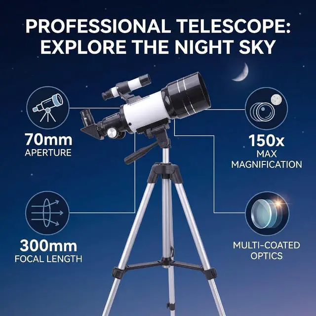 Alt view image 2 of 7 - Astronomical Telescope, 70mmApertur, 300mm Focal Length