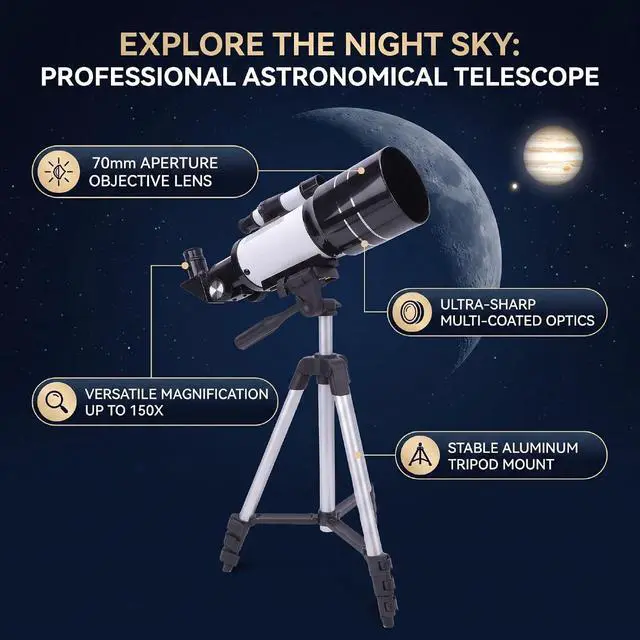 Alt view image 3 of 7 - Astronomical Telescope, 70mmApertur, 300mm Focal Length