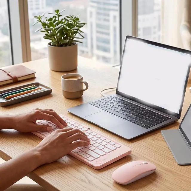 Alt view image 5 of 7 - Wireless Bluetooth Foldable Keyboard and Mouse Combo
