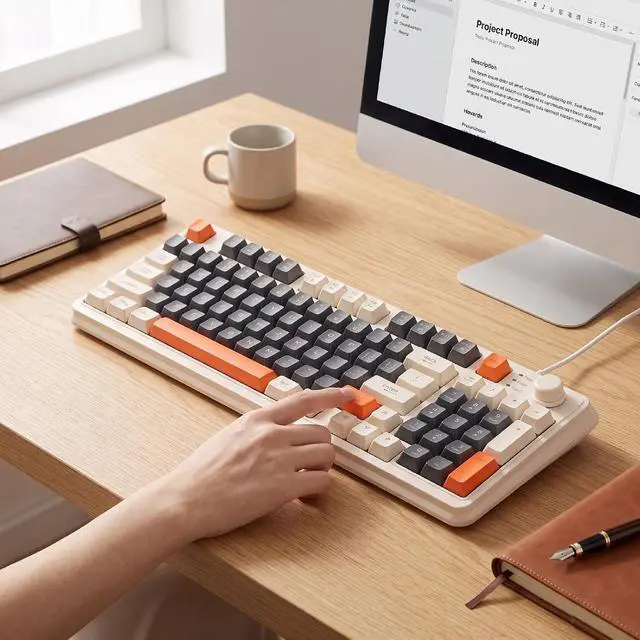 Alt view image 7 of 7 - Russian Mechanical Gaming Keyboard 94 Keys