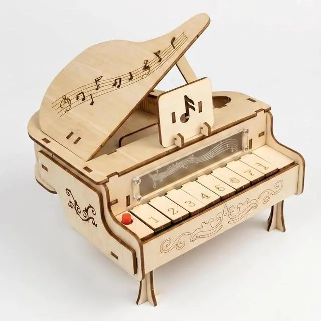 Alt view image 7 of 7 - Wooden Piano Music Box 3D Puzzle
