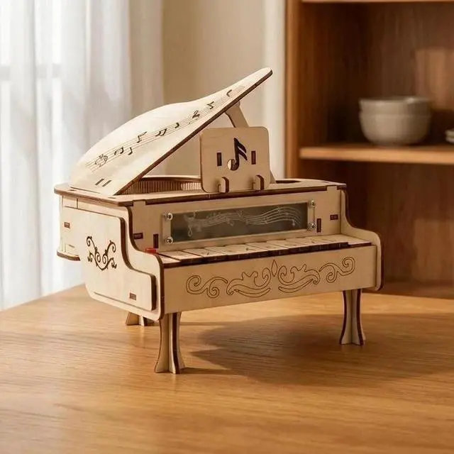 Alt view image 6 of 7 - Wooden Piano Music Box 3D Puzzle