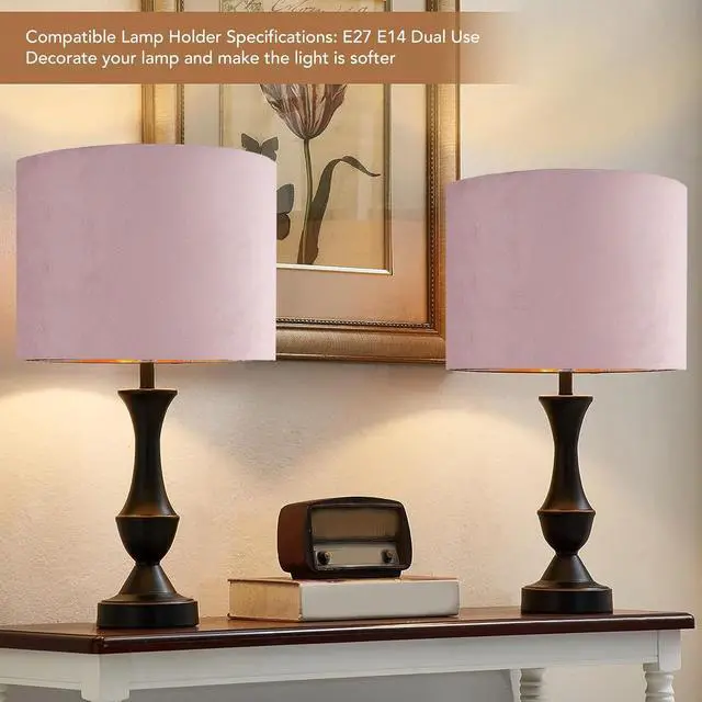 Alt view image 4 of 7 - Modern Oval Lamp Shade Lint Material E27 E14 Universal Use, Soft Light Cloth Lampshade for Table Floor Lamp (Purple)