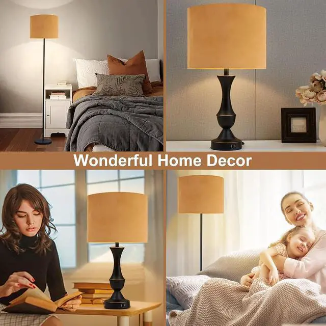 Alt view image 3 of 7 - Modern Oval Lamp Shade Lint Material E27 E14 Universal Use, Soft Light Cloth Lampshade for Table Floor Lamp (Golden)