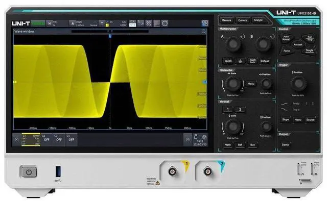 Main image of UNI-T UPO2102HD 12-Bit 2 to 4 Ch Analog Channel High Definition Oscilloscope 2.5GSa/s 100Mpts 1,000,000wfms/s Ultra Phosphor 3.0 UART I2C SPI CAN LIN 10.1" Touchscreen (100MHz 2Channel)