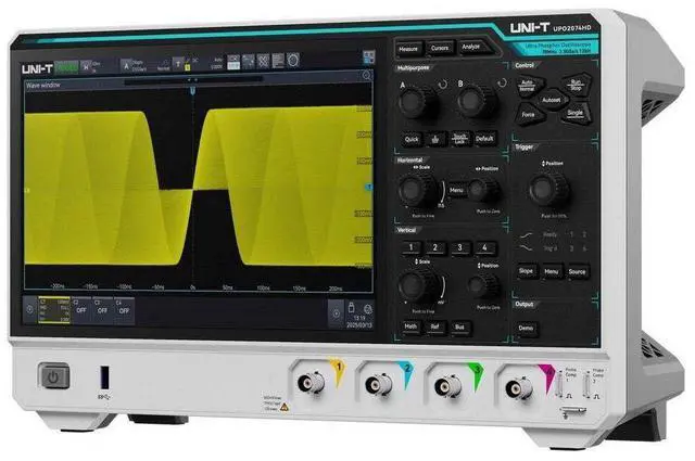 Alt view image 3 of 5 - UNI-T UPO2074HD Oscilloscope - 70MHz 4 Channel, 12-Bit, 2.5GSa/s, 10.1" Touchscreen