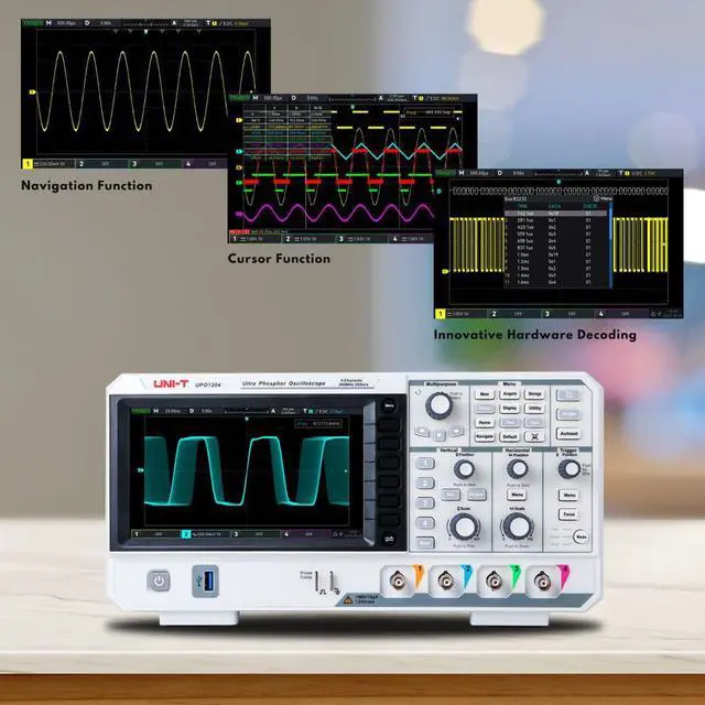Alt view image 5 of 7 - UNI-T UPO1204 DSO Ultra Phosphor Digital Oscilloscope 200MHz 4 Channels 2 GSa/s 56 Mpts Memory Depth 500,000 wfm/s 7 Inch Display Fast Acquire 1 Mpts FFT Points