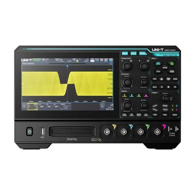 Alt view image 2 of 7 - UNI-T MSO1154HD High Resolution Mixed Signal Oscilloscope 4 + 16 Channels 12-Bit 2.5GSa/s 7" Touchscreen 100Mpts 1,000,000wfms/s Ultra Phosphor 3.0 (150MHz 4Ch)