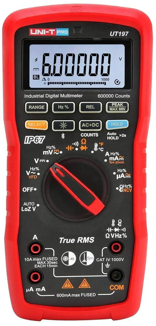 Main image of UNI-T UT197 Multimeter 600000 Count Industrial multimeter 5 and a Half Digit True RMS Meter 1000V 10A multímetro Anti-EMC interferenceTester (UT197)