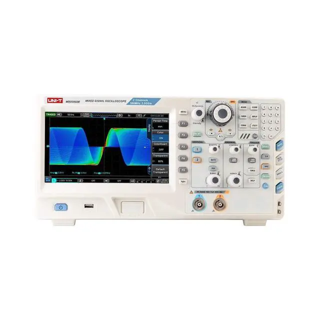 Alt view image 2 of 5 - UNI-T MSO3502E Digital Phosphoroscilloscope with 2 Channels (Analog), 16 Channels (Digital), 2.5GSa/s Sample Rate in Real Time, 250 Mpts, 500MHz Bandwidth