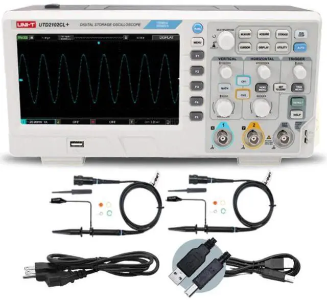 Main image of UNI-T UTD2000CL+ Series Economical Digital Oscilloscope 5000 wfms/s Wavefrom 50MHz to 100MHz Bandwidth (UTD2102CL+ 100MHz)