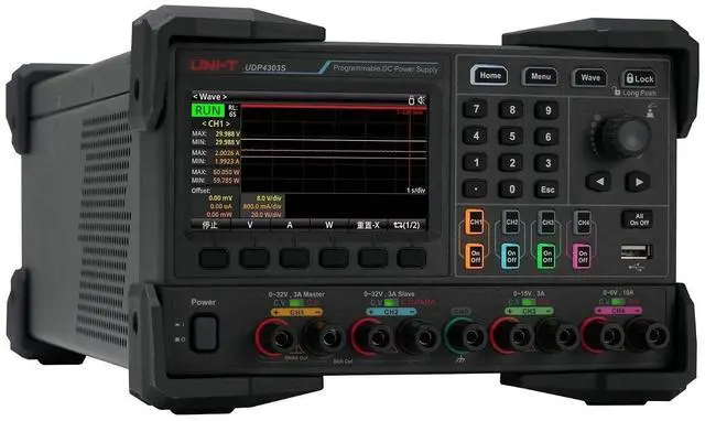 Alt view image 3 of 5 - UNI-T UDP4303S 4Ch 297W Linear DC Power Supply | 32V/3A + 32V/3A + 15V/3A + 6V/10A | 1µA Resolution | 8kSa/s | <350µVrms | 5-Year Warranty