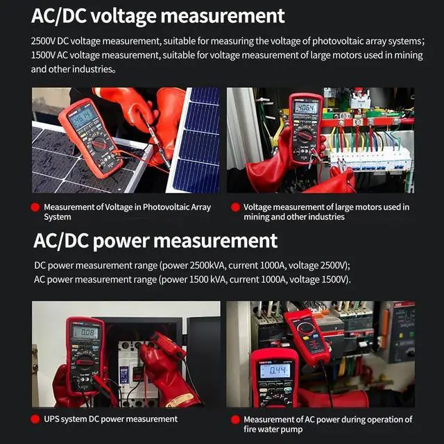 Alt view image 4 of 7 - UNI-T UT197PV Solar Pro Industrial TRMS Digital Multimeter with Bluetooth Photovoltaic 2500V Solar Power Peak VFD IP67 5-Meter Drop Protection 100V
