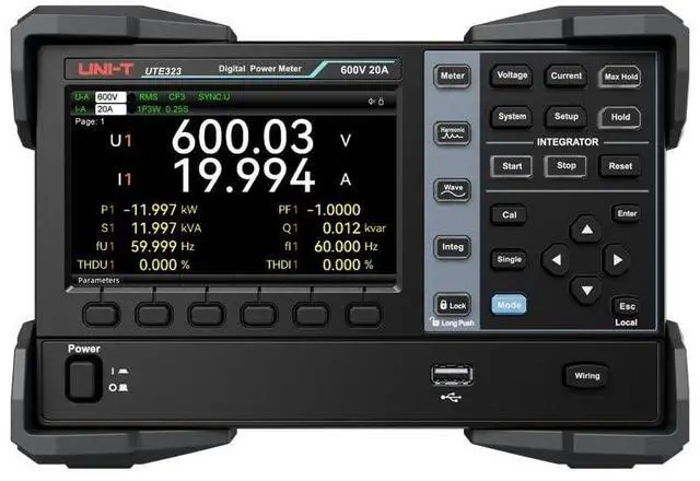 Main image of UNI-T UTE323G 3-Channel Digital Power Meter 1P2W / 1P3W / 3P3W / 3P4W / 3V3A 300 kSa/s Synchronous Sampling 5-inch TFT-LCD USB/LAN/GPIB
