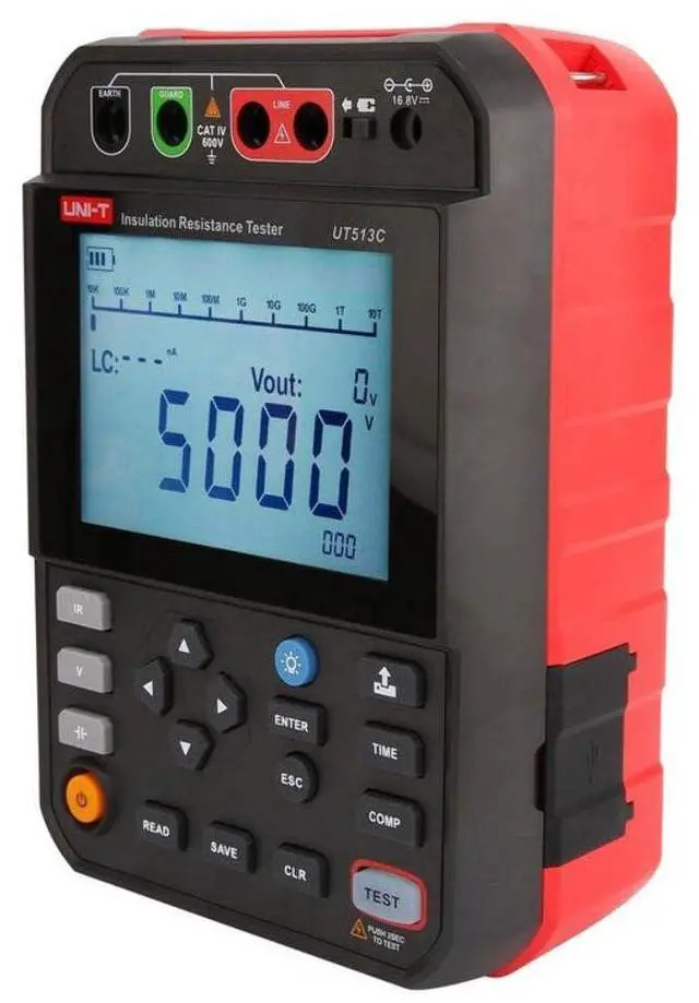 Alt view image 2 of 7 - UNI-T UT513C Advanced Insulation Resistance Tester 5 kV, 5 T