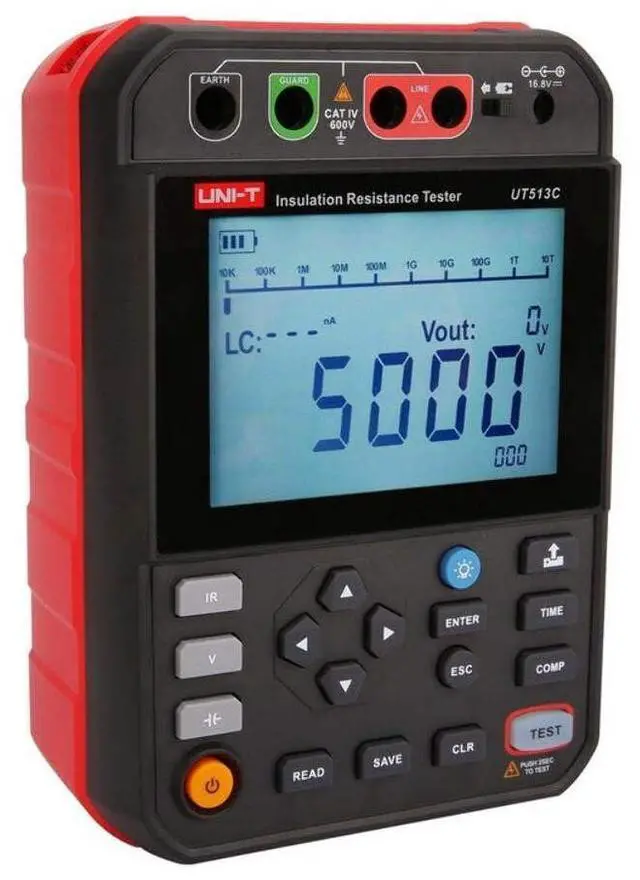 Alt view image 3 of 7 - UNI-T UT513C Advanced Insulation Resistance Tester 5 kV, 5 T