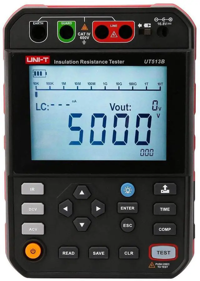 Main image of UNI-T UT513B High-Voltage Insulation Resistance Tester 5 kV CAT IV 600V