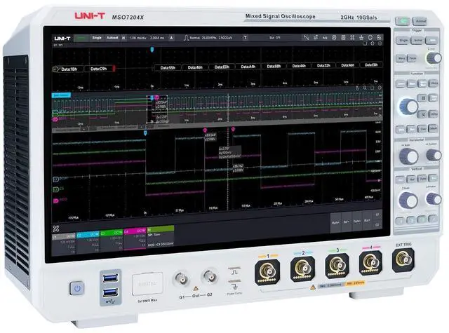 Alt view image 2 of 6 - UNI-T MSO7204X 4Ch Mixed Signal Oscilloscope Analog Channel 10GSa/s 1Gpts Memory Depth 2,000,000wfms/s 12-bit ERES Resolution 15.6" Ultra Phosphor 3 Touchscreen Display (2GHz)