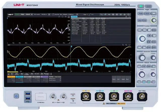 Main image of UNI-T MSO7204X 4Ch Mixed Signal Oscilloscope Analog Channel 10GSa/s 1Gpts Memory Depth 2,000,000wfms/s 12-bit ERES Resolution 15.6" Ultra Phosphor 3 Touchscreen Display (2GHz)
