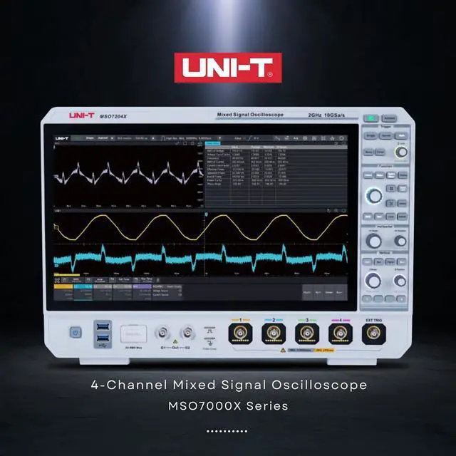Alt view image 5 of 6 - UNI-T MSO7204X 4Ch Mixed Signal Oscilloscope Analog Channel 10GSa/s 1Gpts Memory Depth 2,000,000wfms/s 12-bit ERES Resolution 15.6" Ultra Phosphor 3 Touchscreen Display (2GHz)