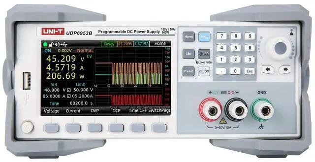 Main image of UNI-T UDP6953B 1Ch 600W Performance-Series Programmable DC Power Supply 150V/10A 1mV/0.1mA 4.5 Digit Voltmeter 4.3" TFT True Color LCD OVP OCP LAN USB RS232 RS485