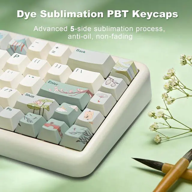 Alt view image 4 of 7 - Spring Tea 140 Keys PBT Dye-Sub Keycaps (Cherry Profile, Spring Tea)