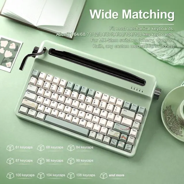 Alt view image 3 of 7 - Spring Tea 140 Keys PBT Dye-Sub Keycaps (Cherry Profile, Spring Tea)