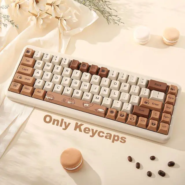Alt view image 5 of 7 - Coffee Cat 152 Keys Dye Sub PBT Keycaps(Cherry Profile, Coffee Cat)