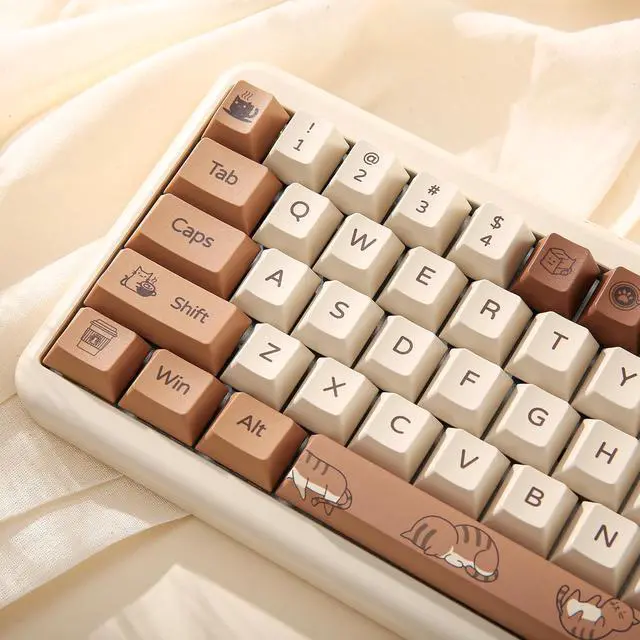 Alt view image 7 of 7 - Coffee Cat 152 Keys Dye Sub PBT Keycaps(Cherry Profile, Coffee Cat)
