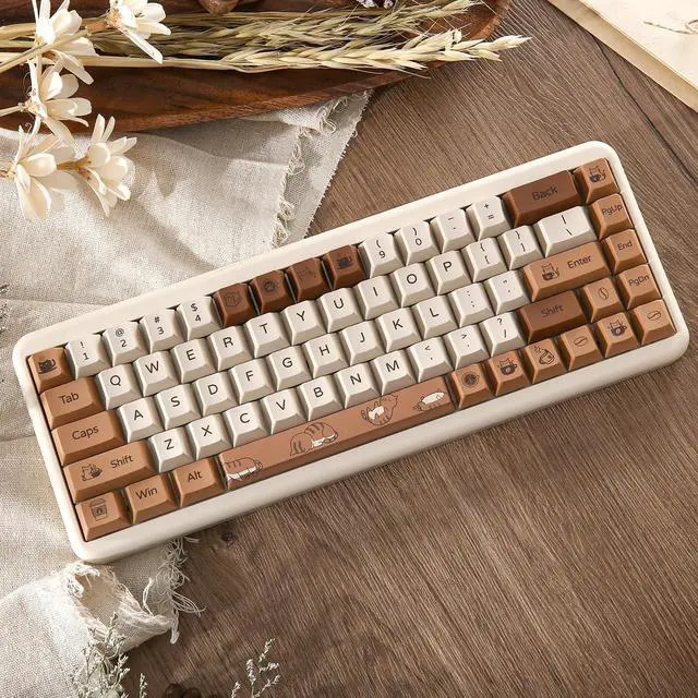 Alt view image 6 of 7 - Coffee Cat 152 Keys Dye Sub PBT Keycaps(Cherry Profile, Coffee Cat)