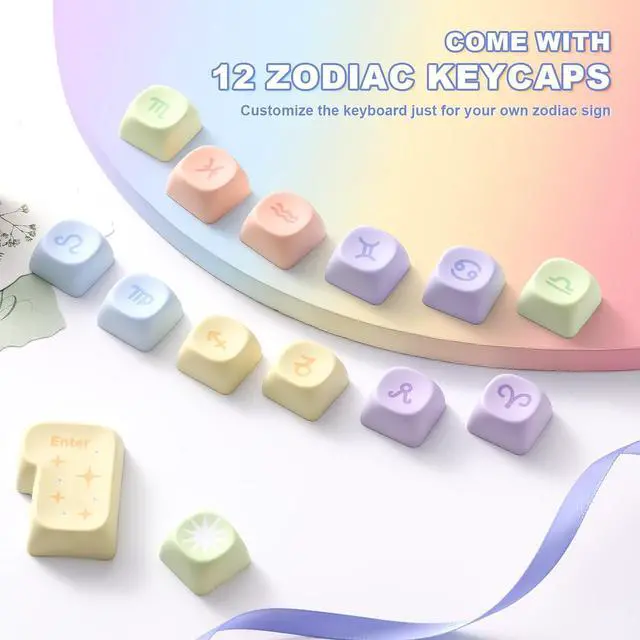 Alt view image 5 of 7 - Rainbow 140 Keys MOA PBT Dye-Sub Keycaps (Rainbow, MOA Profile)