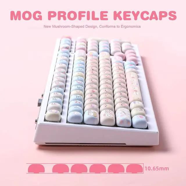 Alt view image 5 of 7 - Pink Ice Cream MOG Profile Dye-Sub PBT Keycaps Set (Pink Kitten)