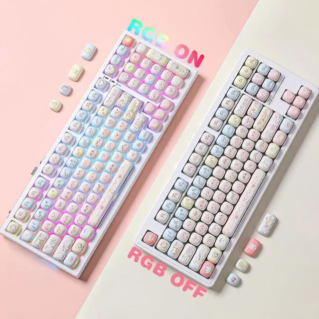 Alt view image 4 of 7 - Pink Ice Cream MOG Profile Dye-Sub PBT Keycaps Set (Pink Kitten)