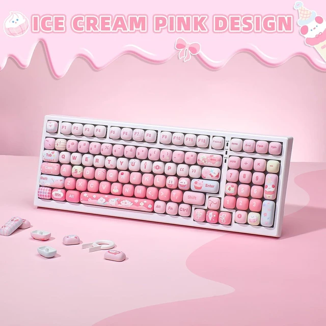 Alt view image 3 of 7 - Pink Ice Cream MOG Profile Dye-Sub PBT Keycaps Set (Pink Ice Cream)