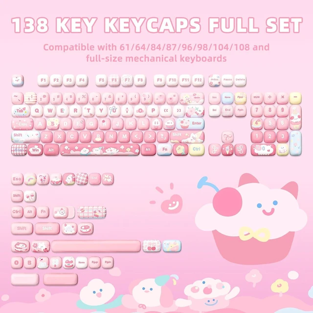 Alt view image 6 of 7 - Pink Ice Cream MOG Profile Dye-Sub PBT Keycaps Set (Pink Ice Cream)