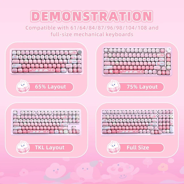 Alt view image 7 of 7 - Pink Ice Cream MOG Profile Dye-Sub PBT Keycaps Set (Pink Ice Cream)