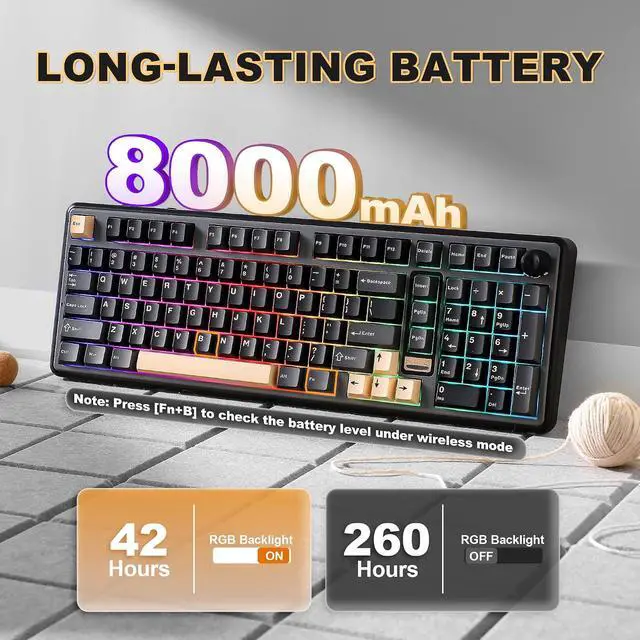 Alt view image 7 of 7 - YUNZII B98 PRO 96% Wireless Mechanical Keyboard (Black, Candy Switch)