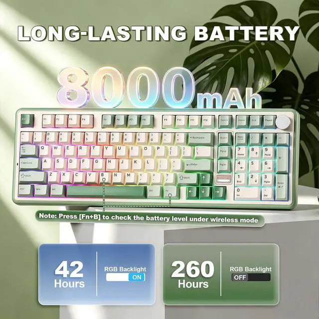 Alt view image 7 of 7 - YUNZII B98 PRO 96% Wireless Mechanical Keyboard (Matcha Green, Milk Switch)