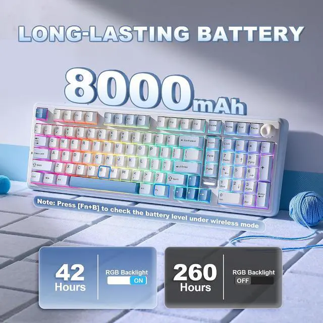 Alt view image 7 of 7 - YUNZII B98 PRO 96% Wireless Mechanical Keyboard(Blue, Candy Switch)