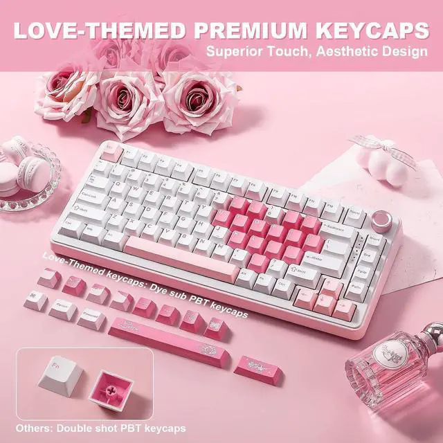 Alt view image 7 of 7 - YUNZII B75 PRO 75% Wireless Mechanical Keyboard (White Heart,Cocoa V2)