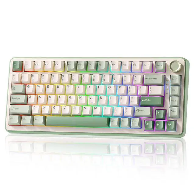 Alt view image 2 of 7 - B75 PRO Wireless Mechanical Keyboard (Matcha Green, Cocoa Cream V2 Switch) M2 Dual 8K Wireless Gaming Mouse (White)