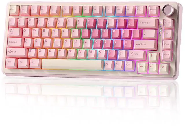 Alt view image 2 of 7 - B75 PRO Wireless Mechanical Keyboard (Pink, Cocoa Cream V2 Switch) M2 Dual 8K Wireless Gaming Mouse (White)
