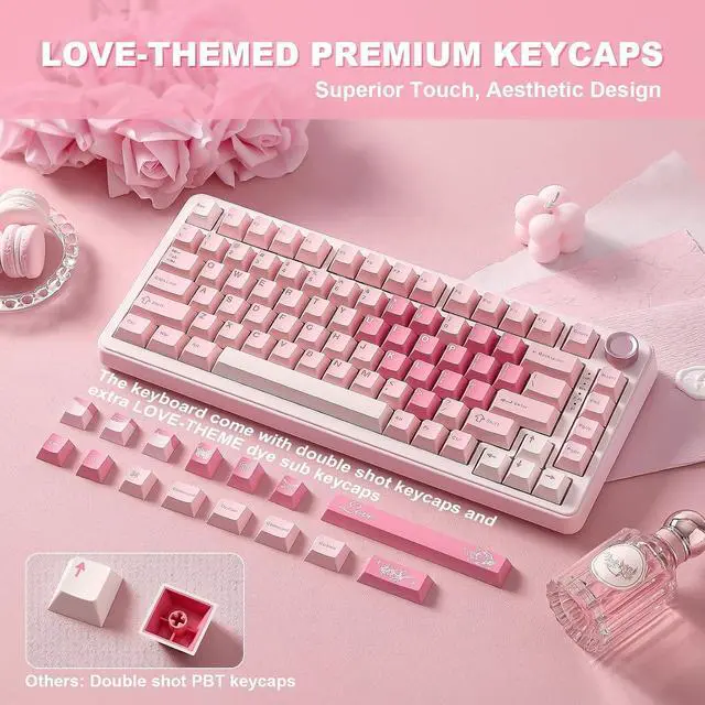 Alt view image 7 of 7 - YUNZII B75 PRO 75% Wireless Mechanical Keyboard (Pink,MilkV2)