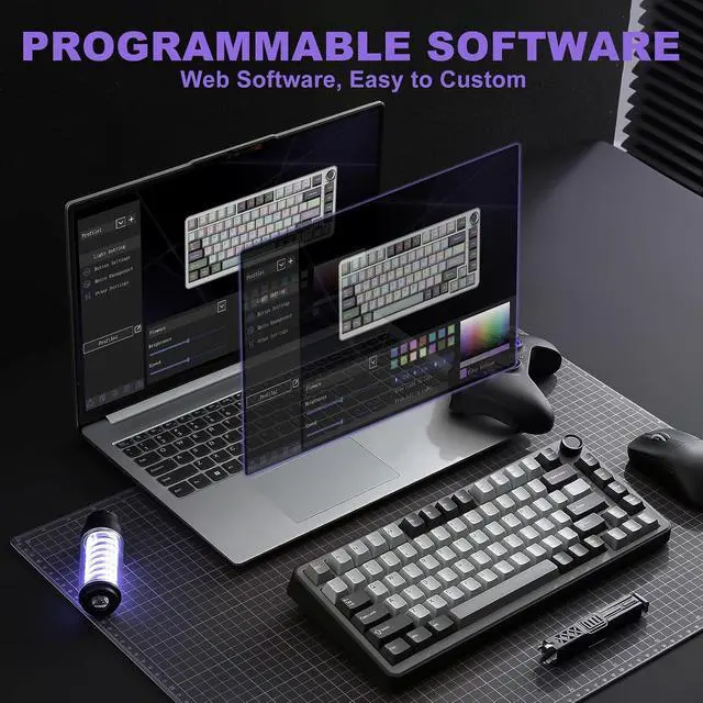 Alt view image 6 of 7 - B75 PRO 75% Wireless Mechanical Keyboard (Dark Grey,Milk Switch)