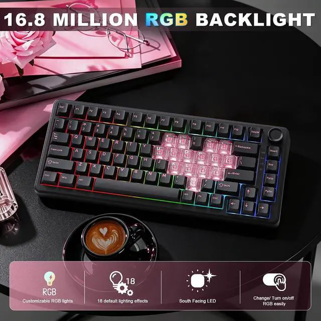 Alt view image 6 of 7 - B75 PRO 75% Wireless Mechanical Keyboard (Black Heart, MilkV2)