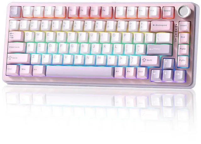 Alt view image 2 of 7 - B75 PRO Wireless Mechanical Keyboard (Purple, Cocoa Cream V2 Switch) M2 Dual 8K Wireless Gaming Mouse (White)