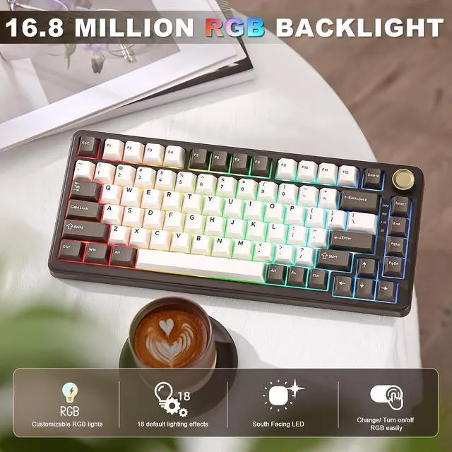 Alt view image 6 of 7 - YUNZII B75 PRO 75% Wireless Mechanical Keyboard (Coffee Brown, Cocoa V2)