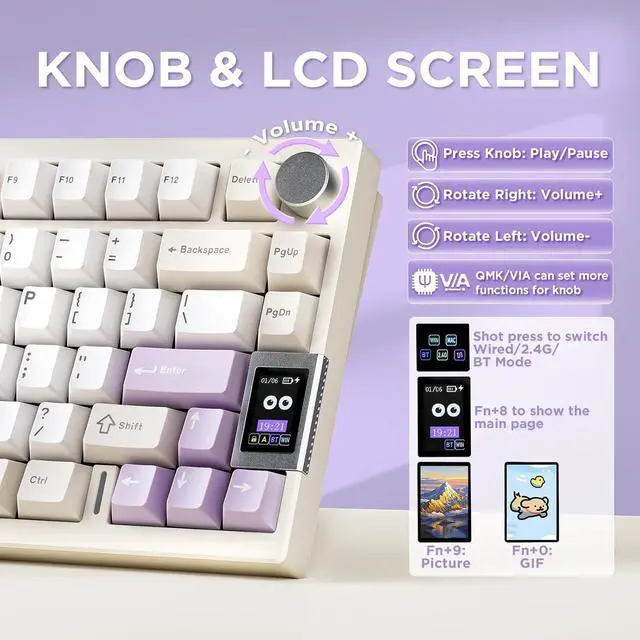 Alt view image 7 of 7 - YUNZII AL80 75% Wireless Aluminum Mechanical Keyboard(Beige, Gateron Zero)