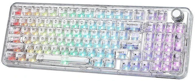 Main image of X98 Wireless Mechanical Keyboard with Knob (White, Crystal Switch)